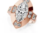 Marquise Cut Diamond Milgrain Halo Ring Set in Rose gold with Split Shank