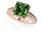 Asscher Cut Engraved Engagement Ring Setting for a Fancy Green Lab-Grown Diamond | Rose Gold