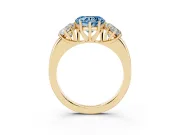 Heart-Shaped Three Stone Engagement Ring Setting for a Fancy Blue Lab-Grown Diamond | Matching Side Stones | Yellow Gold