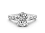 Oval Graduated Pave Cathedral Solitaire Engagement Ring Setting | Scroll Cut-Outs | Platinum