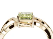 Emerald Cut Bypass Solitaire Engagement Ring Setting for a Fancy Yellow Lab-Grown Diamond | Pavé Strands | Yellow Gold