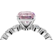 Radiant Cut Graduated Side Stone Engagement Ring Setting for a Fancy Pink Lab-Grown Diamond | Platinum