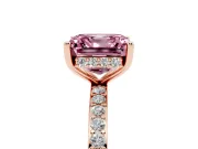 Asscher Cut Hidden Halo Engagement Ring Setting for a Fancy Pink Lab-Grown Diamond | Rose Gold