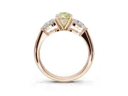 Pear-Shaped 3-Stone Engagement Ring Setting for a Fancy Yellow Lab-Grown Diamond | Rose Gold