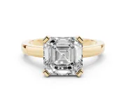 Asscher Cut Solitaire Engagement Ring Setting | Flat Tab Prongs | Yellow Gold