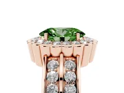 Oval Scalloped Halo Engagement Ring Setting for a Fancy Green Lab-Grown Diamond | Double Row Band | Rose Gold