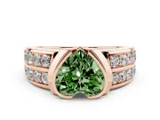 Heart-Shaped Half Bezel Engagement Ring Setting for a Fancy Green Lab-Grown Diamond | Channel Band | Rose Gold