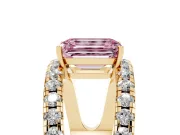 Emerald Cut Split Shank Pavé Engagement Ring Setting for a Fancy Pink Lab-Grown Diamond | Yellow Gold