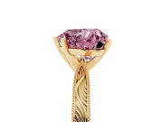 Heart-Shaped Engraved Engagement Ring Setting for a Fancy Pink Lab-Grown Diamond | Yellow Gold