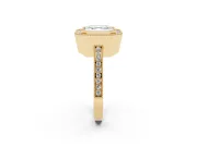 Asscher Cut Vintage Milgrain Halo Engagement Ring Setting | Filigree Gallery | Yellow Gold