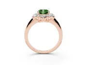 Cushion Cut Cluster Halo Engagement Ring Setting for a Fancy Green Lab-Grown Diamond | Rose Gold