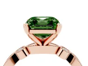 Asscher Cut Vintage Milgrain Engagement Ring Setting for a Fancy Green Lab-Grown Diamond | Rose Gold