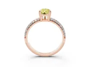 Pear-Shaped Three Row Pave Engagement Ring Setting for a Fancy Yellow Lab-Grown Diamond | Rose Gold