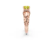 Cushion Cut Filigree Engagement Ring Setting for a Fancy Yellow Lab-Grown Diamond | Rose Gold