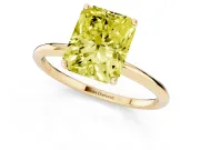 Radiant Cut Thin Solitaire Engagement Ring Setting for a Fancy Yellow Lab-Grown Diamond | Yellow Gold