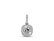 Cushion Cut Lab-Grown Diamond Halo Pendant Necklace | Pavé Bail | Sterling Silver