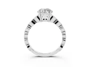Round Vintage Milgrain Solitaire Engagement Ring Setting | Scalloped Band | Sterling Silver