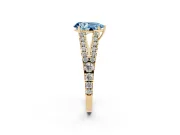 Pear-Shaped Graduated Split Shank Engagement Ring Setting for a Fancy Blue Lab-Grown Diamond | Yellow Gold