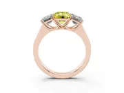 Emerald Cut Three Stone Engagement Ring Setting for a Fancy Yellow Lab-Grown Diamond | Basket Prong Heads | Rose Gold