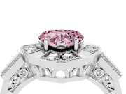 Fancy Pink Heart Cut Diamond Milgrain Halo Ring Set in Platinum with Split Shank