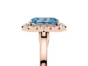 Emerald Cut Halo Engagement Ring Setting for a Fancy Blue Lab-Grown Diamond | Flat Tapered Band | Rose Gold