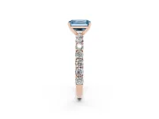 Emerald Cut Shared Prong Engagement Ring Setting for a Fancy Blue Lab-Grown Diamond | Rose Gold