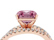 Asscher Cut Twisted Pavé Engagement Ring Setting for a Fancy Pink Lab-Grown Diamond | Rose Gold