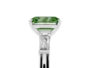 Emerald Cut Baguette Engagement Ring Setting for a Fancy Green Lab-Grown Diamond | Tapered Side Stones | Sterling Silver