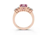 Asscher Cut 5 Stone Engagement Ring Setting for a Fancy Pink Lab-Grown Diamond | Rose Gold