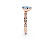 Pear-Shaped Vintage Milgrain Engagement Ring Setting for a Fancy Blue Lab-Grown Diamond | Rose Gold