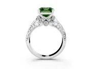 Fancy Green Asscher Cut Diamond Filigree Halo Engagement Ring Set in Silver with Prong Setting