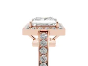 Princess Cut Diamond Halo Pavé Engagement Ring Set in Rose gold with Bezel Setting