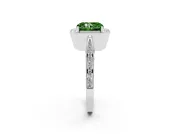 Radiant Cut Milgrain Halo Engagement Ring Setting for a Fancy Green Lab-Grown Diamond | Side Stones | White Gold