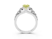 Oval Graduated Side Stone Engagement Ring Setting for a Fancy Yellow Lab-Grown Diamond | Flat Top Band | Sterling Silver