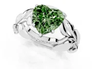 Heart-Shaped Leaf Bypass Engagement Ring Setting for a Fancy Green Lab-Grown Diamond | Platinum