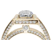 Radiant Cut Sectioned Halo Engagement Ring Setting | Pavé Gallery and Band | Yellow Gold