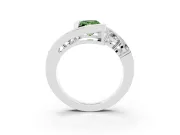 Fancy Green Radiant Cut Diamond Bezel Bypass Ring Set in Silver with Round Accents