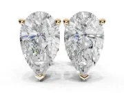 Marquise Lab-Grown Diamond Solitaire Basket Stud Earrings | Open Gallery | Yellow Gold