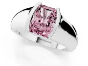 Radiant Cut Half Bezel Engagement Ring Setting for a Fancy Pink Lab-Grown Diamond | Wide Band | Sterling Silver