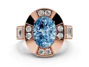 Oval Milgrain Sectioned Halo Engagement Ring Setting for a Fancy Blue Lab-Grown Diamond | Rose Gold