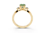Oval Three-Stone Twist Engagement Ring Setting for a Fancy Green Lab-Grown Diamond | Yellow Gold