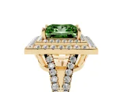 Princess Cut Halo Engagement Ring Setting for a Fancy Green Lab-Grown Diamond | Yellow Gold - Design NV-24799