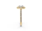 Cushion Cut Pave Halo Engagement Ring Setting | Pave Band | Yellow Gold