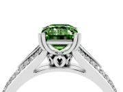 Emerald Cut Pave Split Shank Engagement Ring Setting for a Fancy Green Lab-Grown Diamond | Double Claw Prongs | Platinum