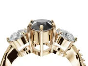 Pear-Shaped Three Stone Engagement Ring Setting for a Black Center | Tapered Pavé Band | Yellow Gold