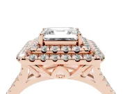 Asscher Cut Halo Split Shank Engagement Ring Setting | Rose Gold