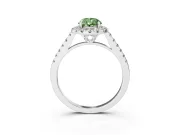 Pear-Shaped Raised Halo Engagement Ring Setting for a Fancy Green Lab-Grown Diamond | Pave Band | Sterling Silver