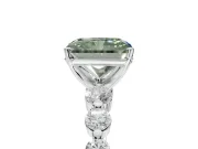 Radiant Cut Graduated Side Stone Engagement Ring Setting for a Fancy Green Lab-Grown Diamond | Platinum