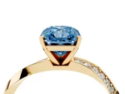 Radiant Cut Twisted Pave Engagement Ring Setting for a Fancy Blue Lab-Grown Diamond | Ribbon Band | Yellow Gold