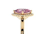 Princess Cut Halo Engagement Ring Setting for a Fancy Pink Lab-Grown Diamond | Plain Polished Band | Yellow Gold